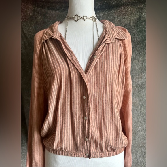 Free People Striped Buttondown Blouson - Picture 2 of 4